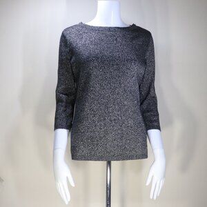 Liz Claiborne Career Silver Black Shiny Sweater Medium Petite